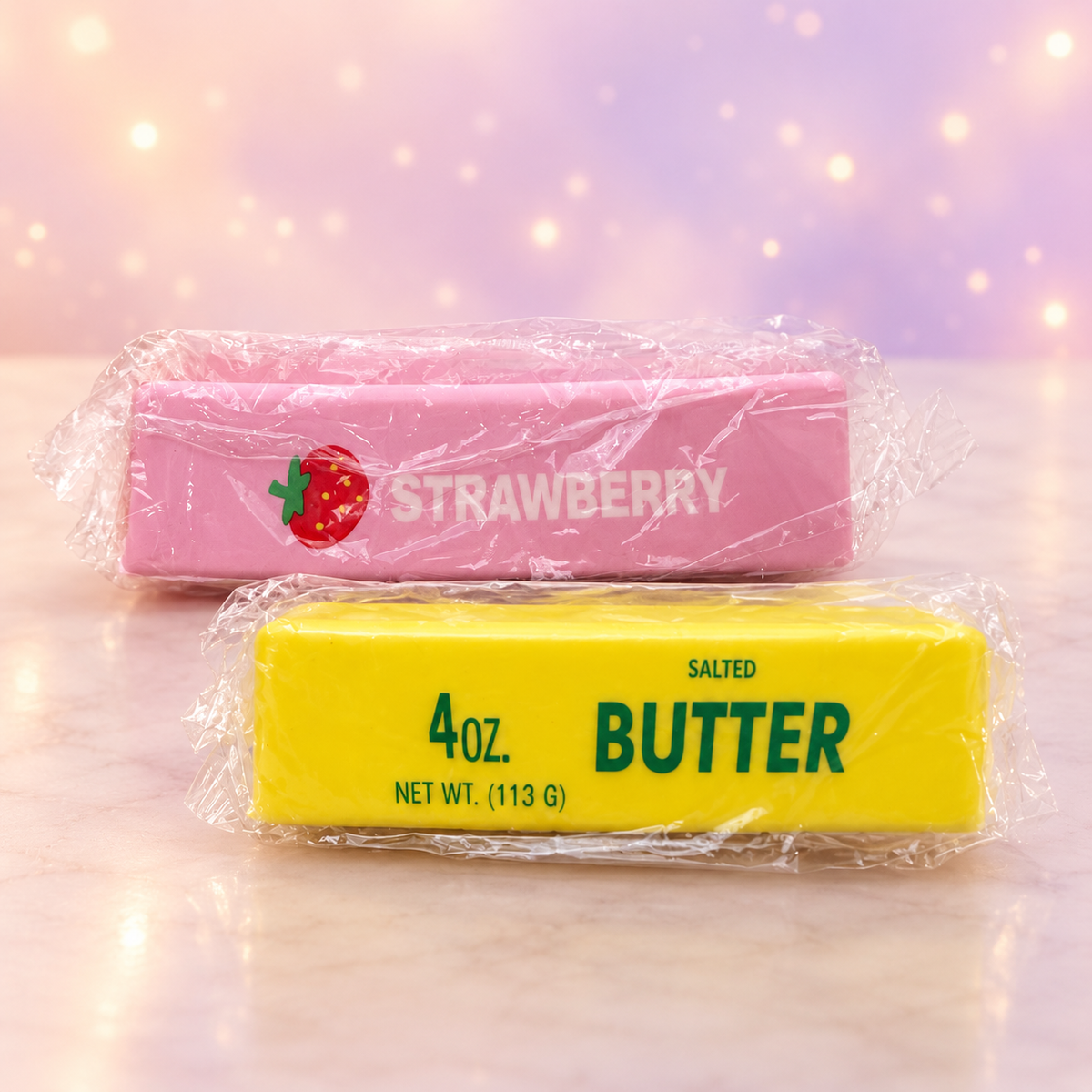 Butter Stick Squishy Toy | Yellow or Strawberry Pink