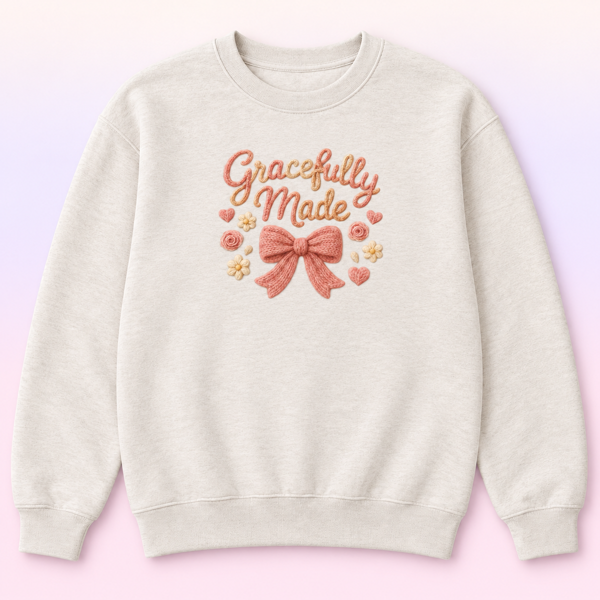 Gracefully Made Christian Crewneck Sweatshirt – Floral Bow Faith Pullover