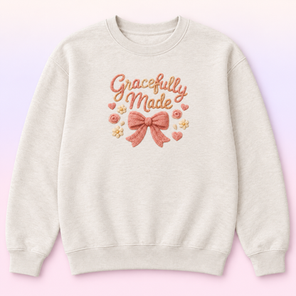 Gracefully Made Christian Crewneck Sweatshirt – Floral Bow Faith Pullover