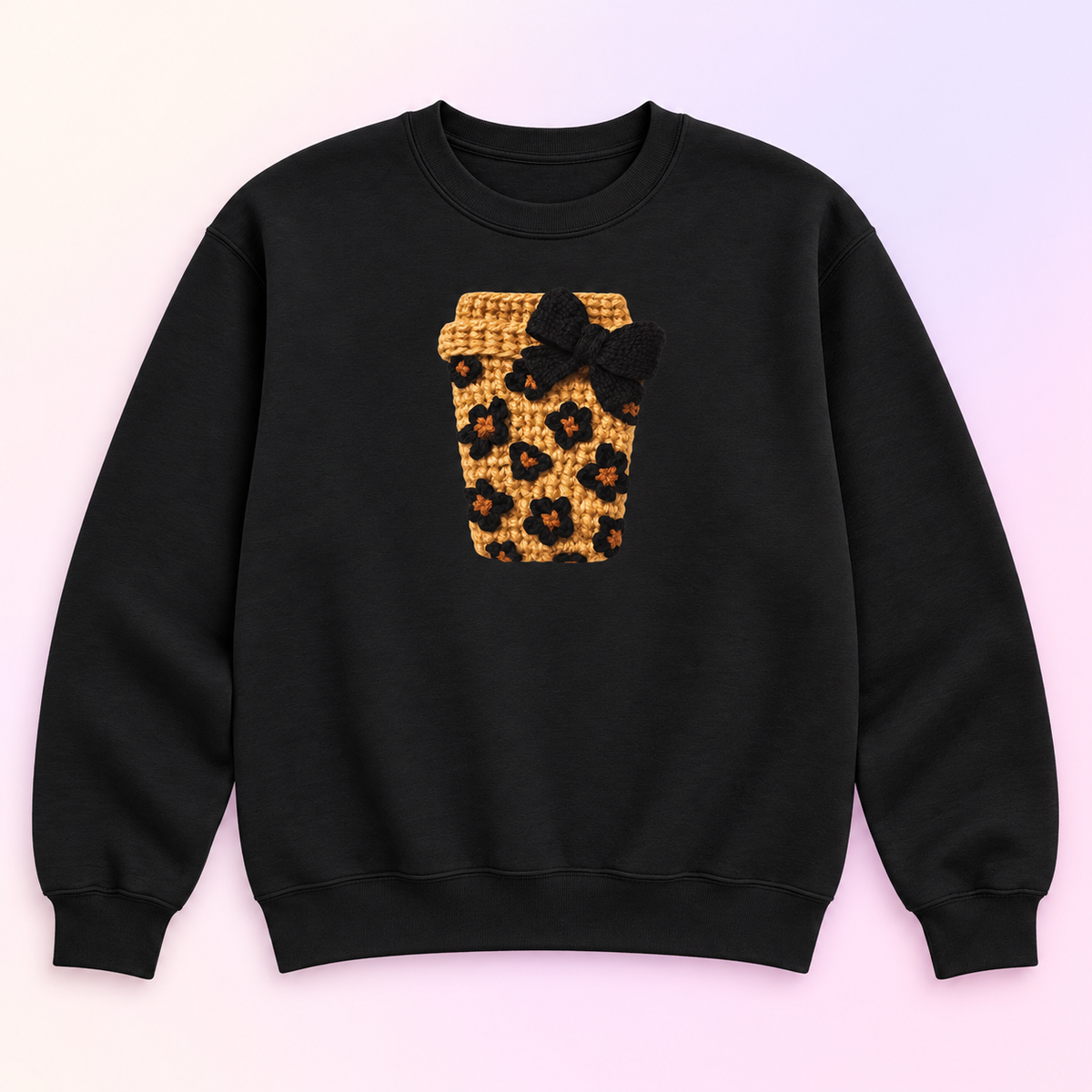 Floral Coffee Cup & Bow Crewneck Sweatshirt – Cozy Coffee Lover Gift