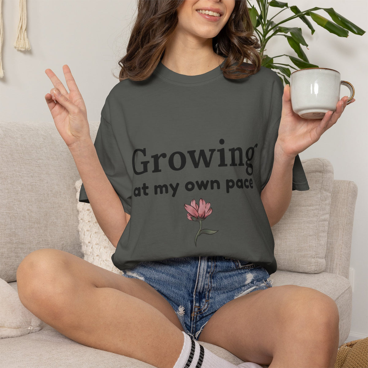 Growing at My Own Pace T-shirt | Floral Self-Love Quote Tee
