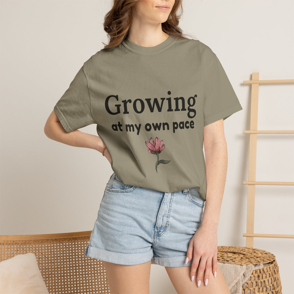Growing at My Own Pace T-shirt | Floral Self-Love Quote Tee