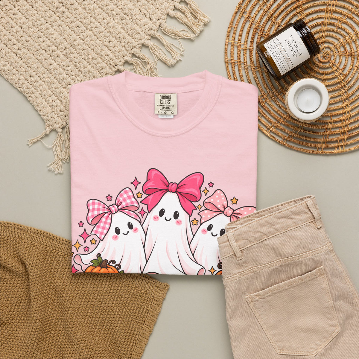Cute Pink Bow Ghosts Halloween T-Shirt