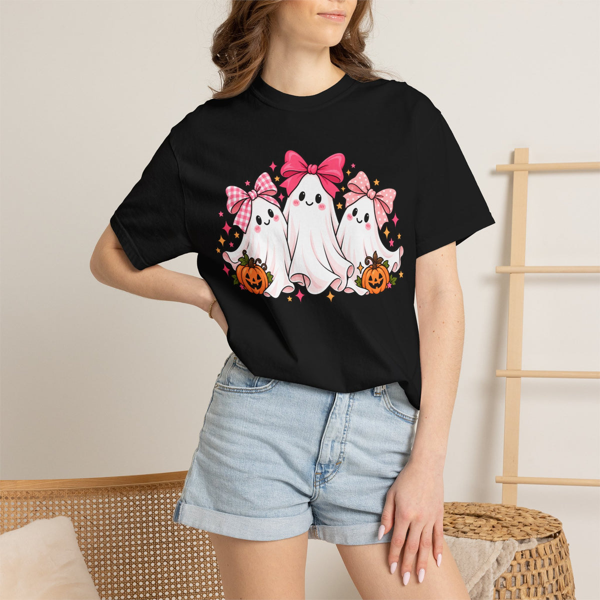 Cute Pink Bow Ghosts Halloween T-Shirt