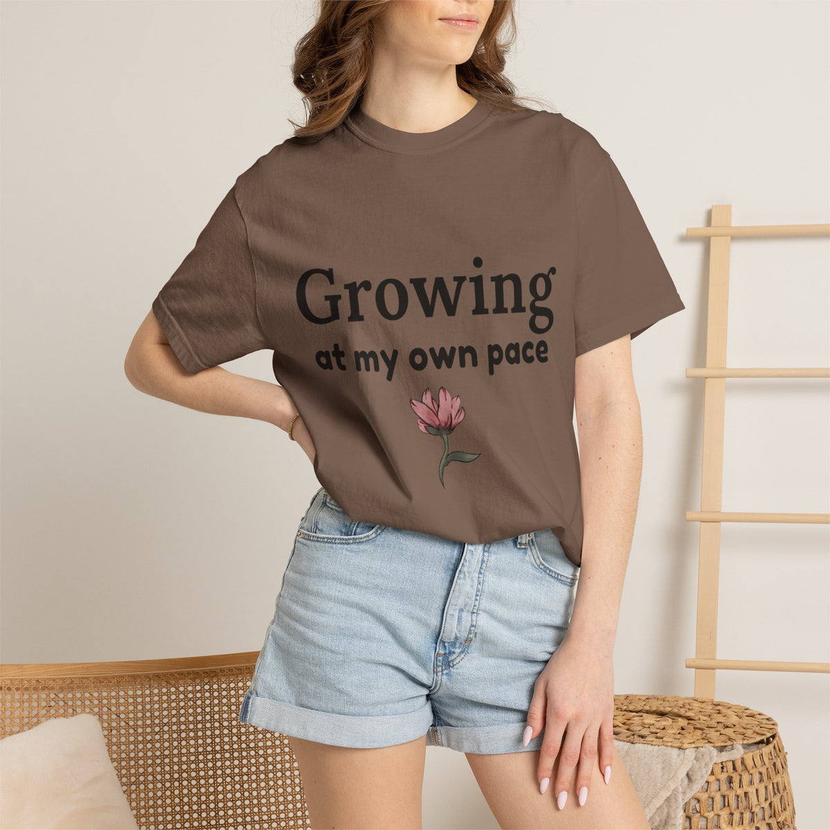Growing at My Own Pace T-shirt | Floral Self-Love Quote Tee