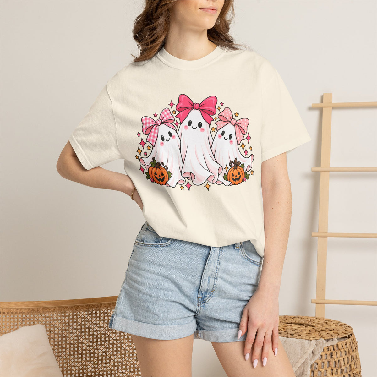 Cute Pink Bow Ghosts Halloween T-Shirt
