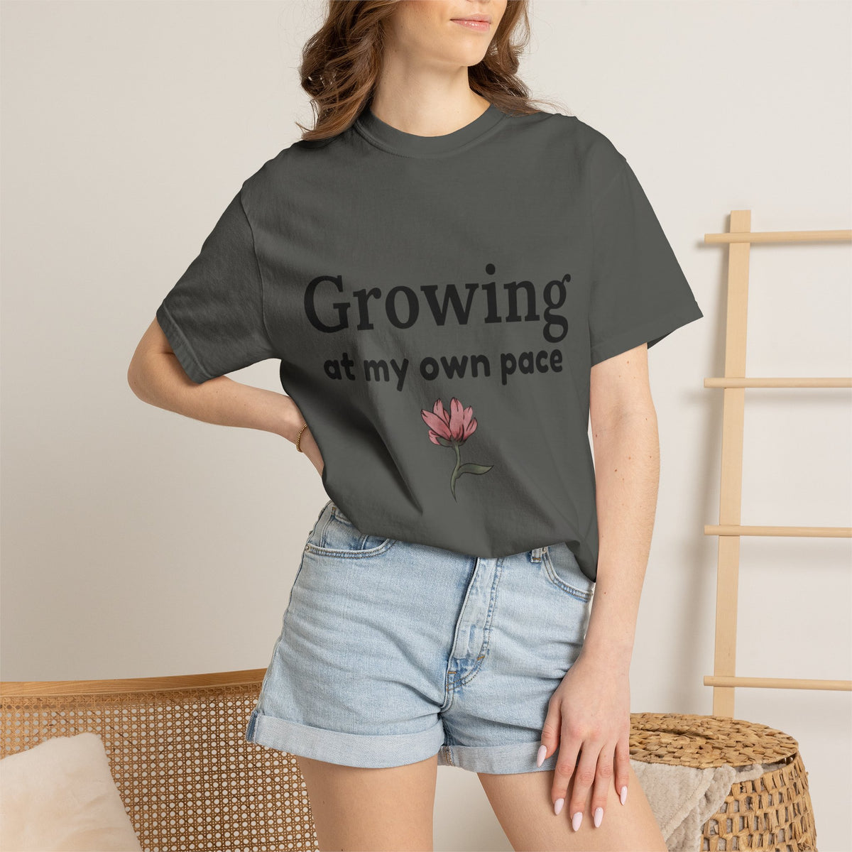 Growing at My Own Pace T-shirt | Floral Self-Love Quote Tee