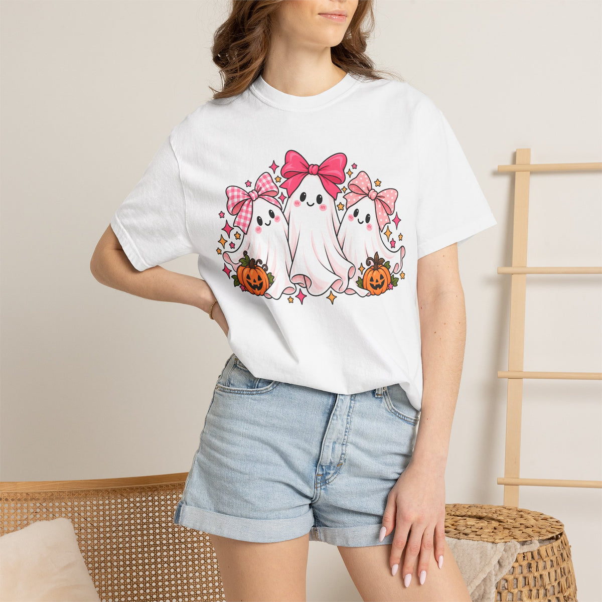 Cute Pink Bow Ghosts Halloween T-Shirt