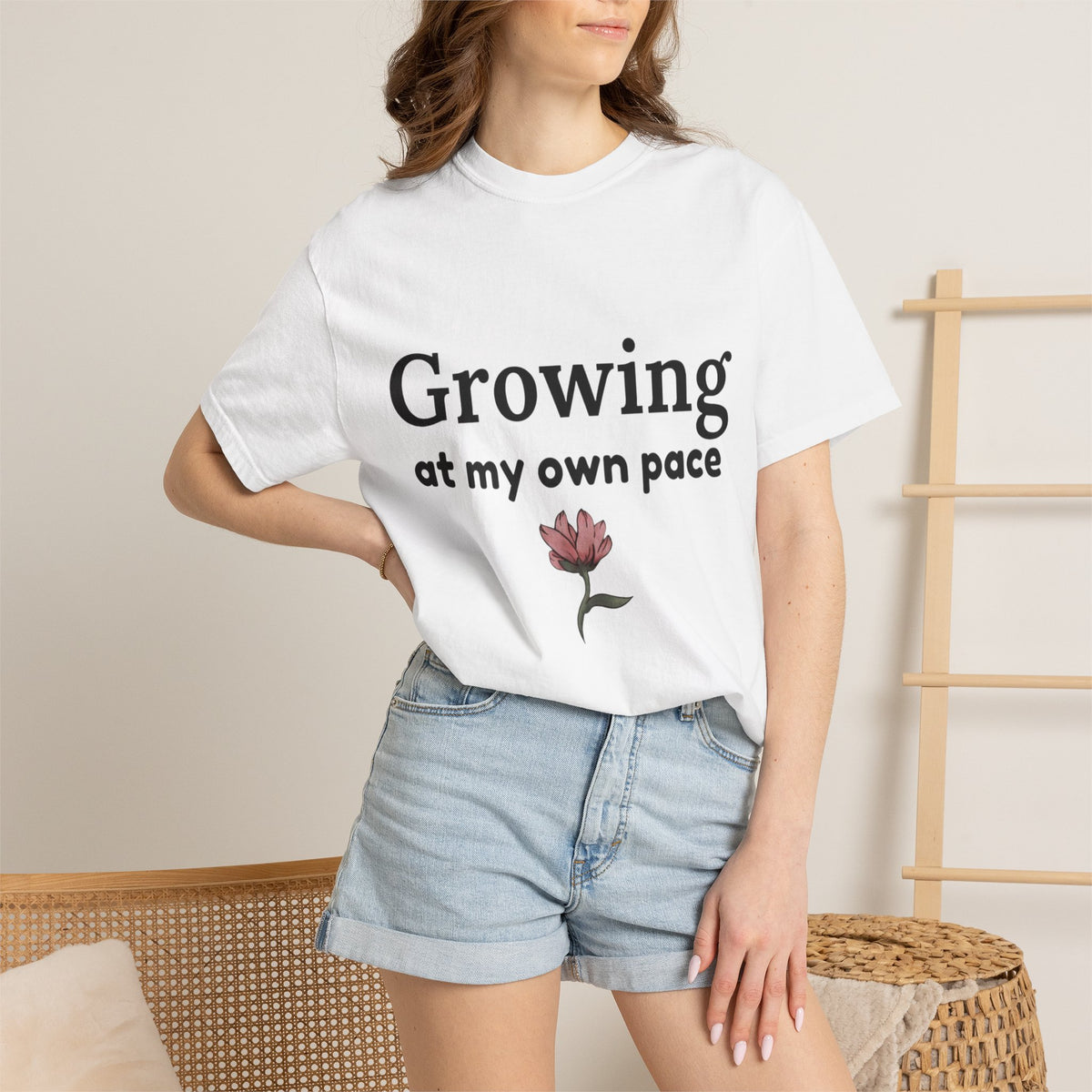 Growing at My Own Pace T-shirt | Floral Self-Love Quote Tee