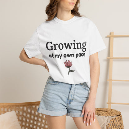 Growing at My Own Pace T-shirt | Floral Self-Love Quote Tee