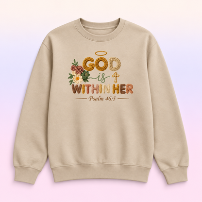 God Is Within Her Psalm 46:5 Christian Crewneck Sweatshirt