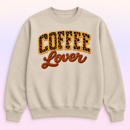 Leopard Coffee Lover Crewneck Sweatshirt – Coffee Gift for Her