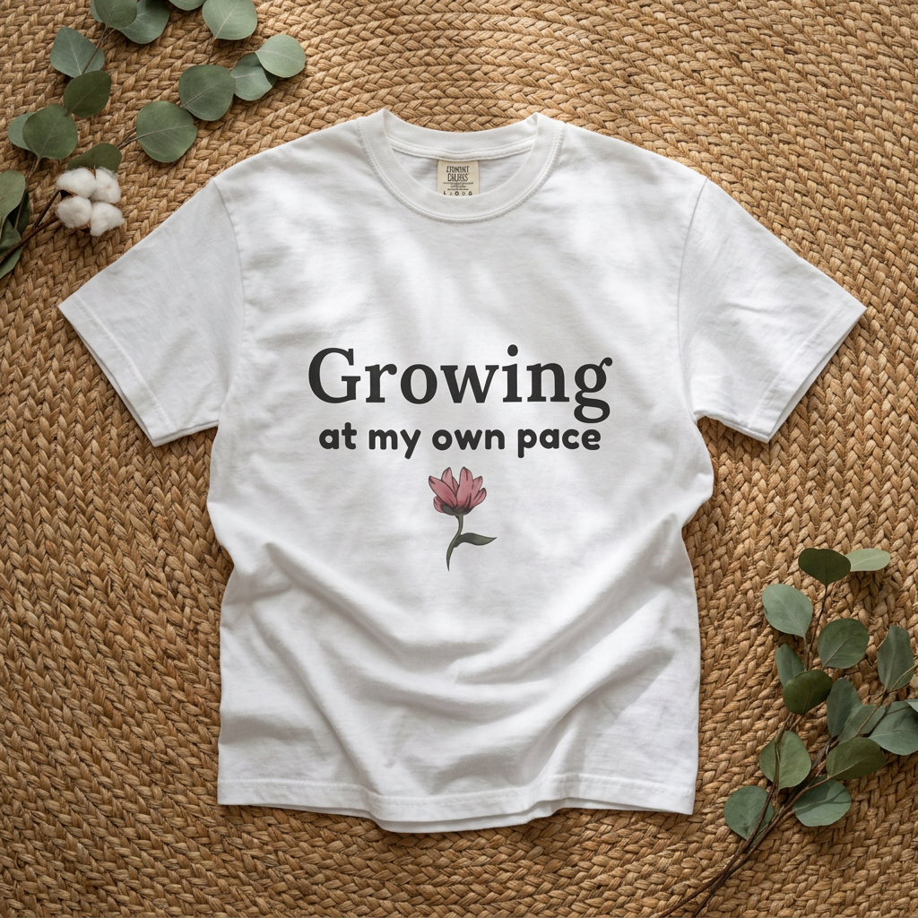 Growing at My Own Pace T-shirt | Floral Self-Love Quote Tee