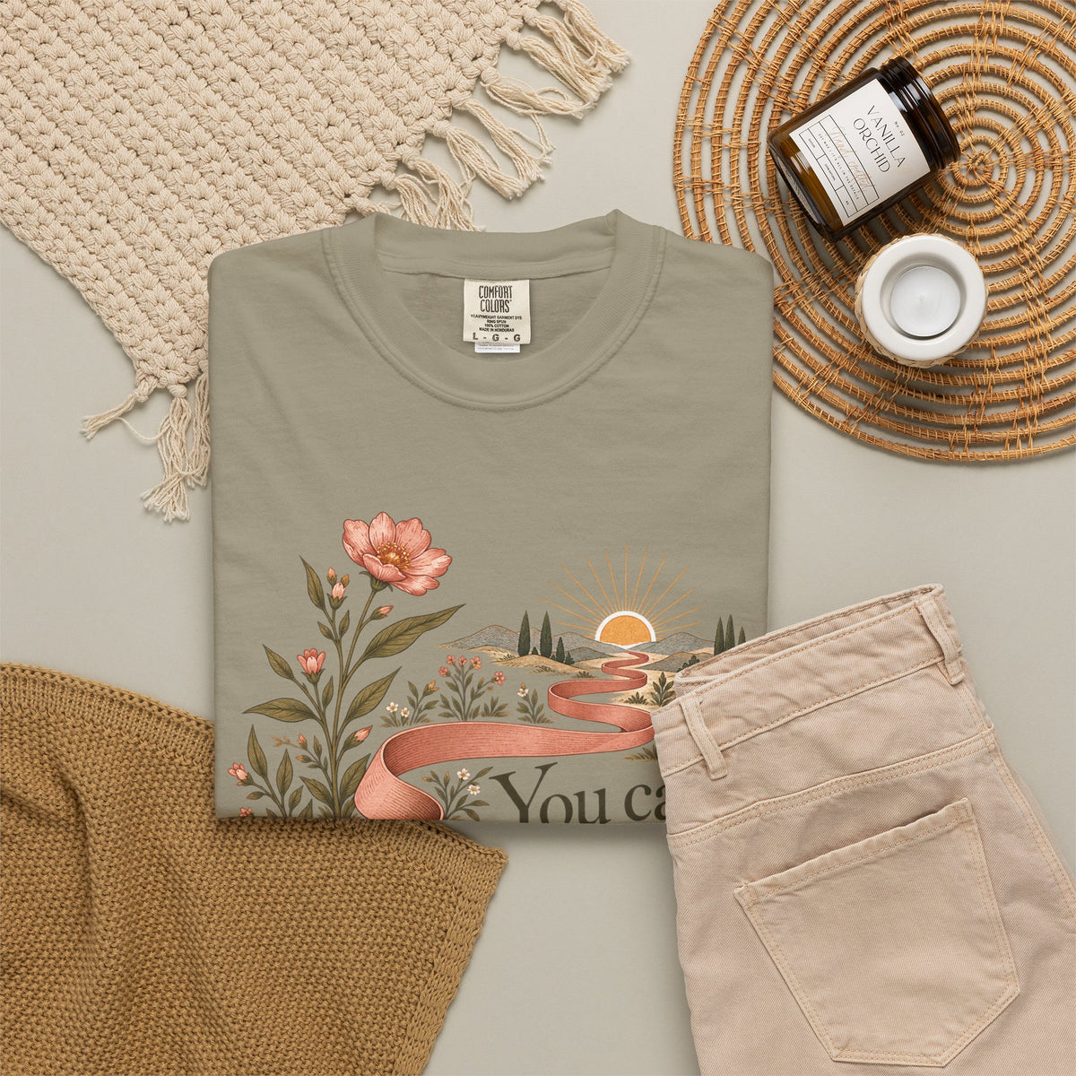 You Can Begin Softly T-Shirt — Inspirational Floral Ribbon Tee