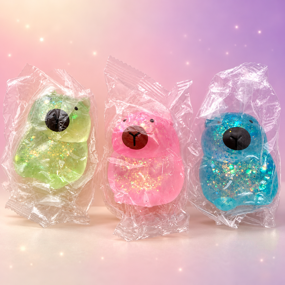 Glitter Capybara Squishy Toy – 3-Inch Sensory Squeeze Toy