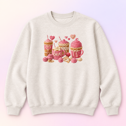 Pink Coffee Love Crewneck Sweatshirt – Cozy Coffee Lover Gift
