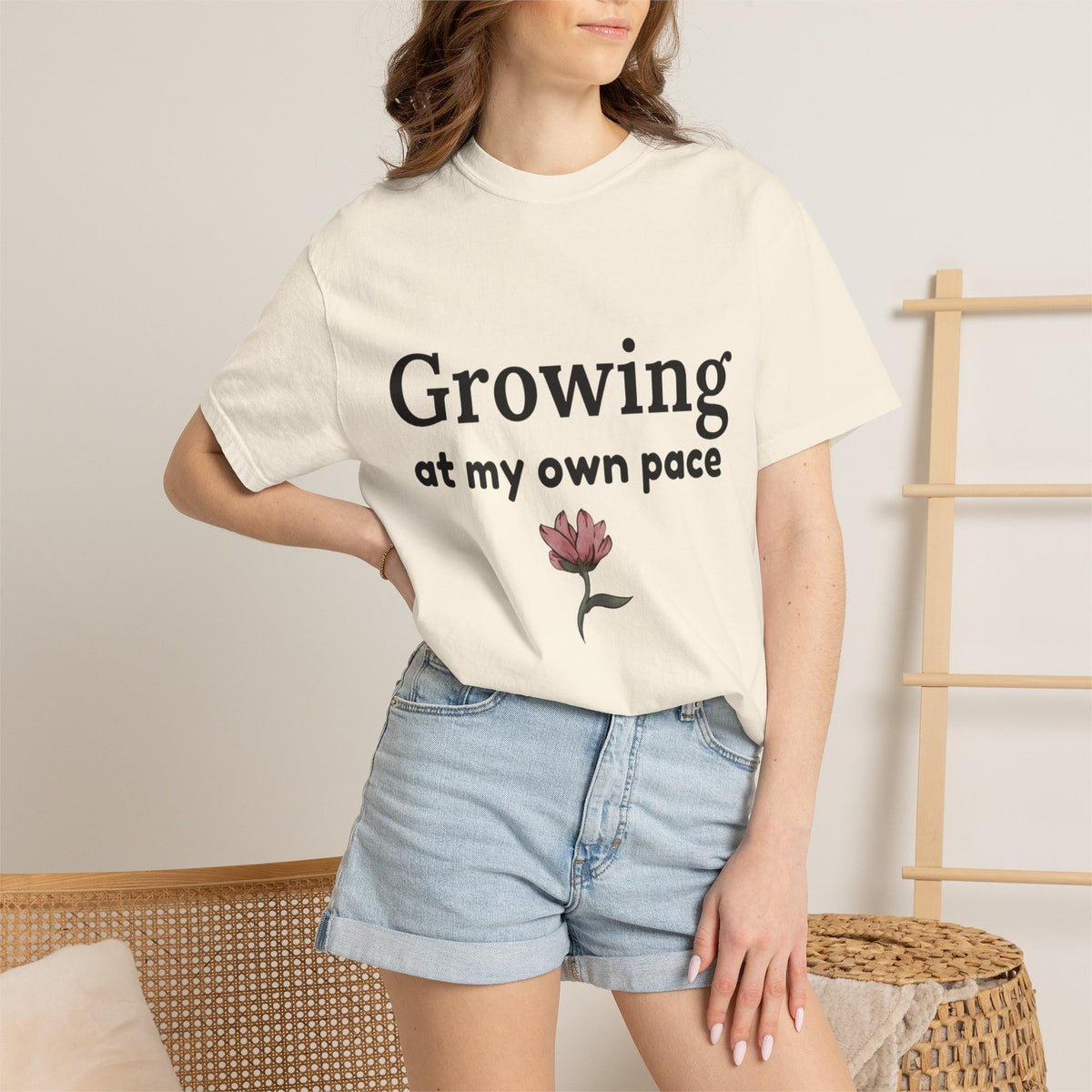 Growing at My Own Pace T-shirt | Floral Self-Love Quote Tee