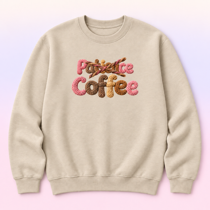 Patience Crossed Out Coffee Crewneck Sweatshirt – Funny Coffee Lover Pullover