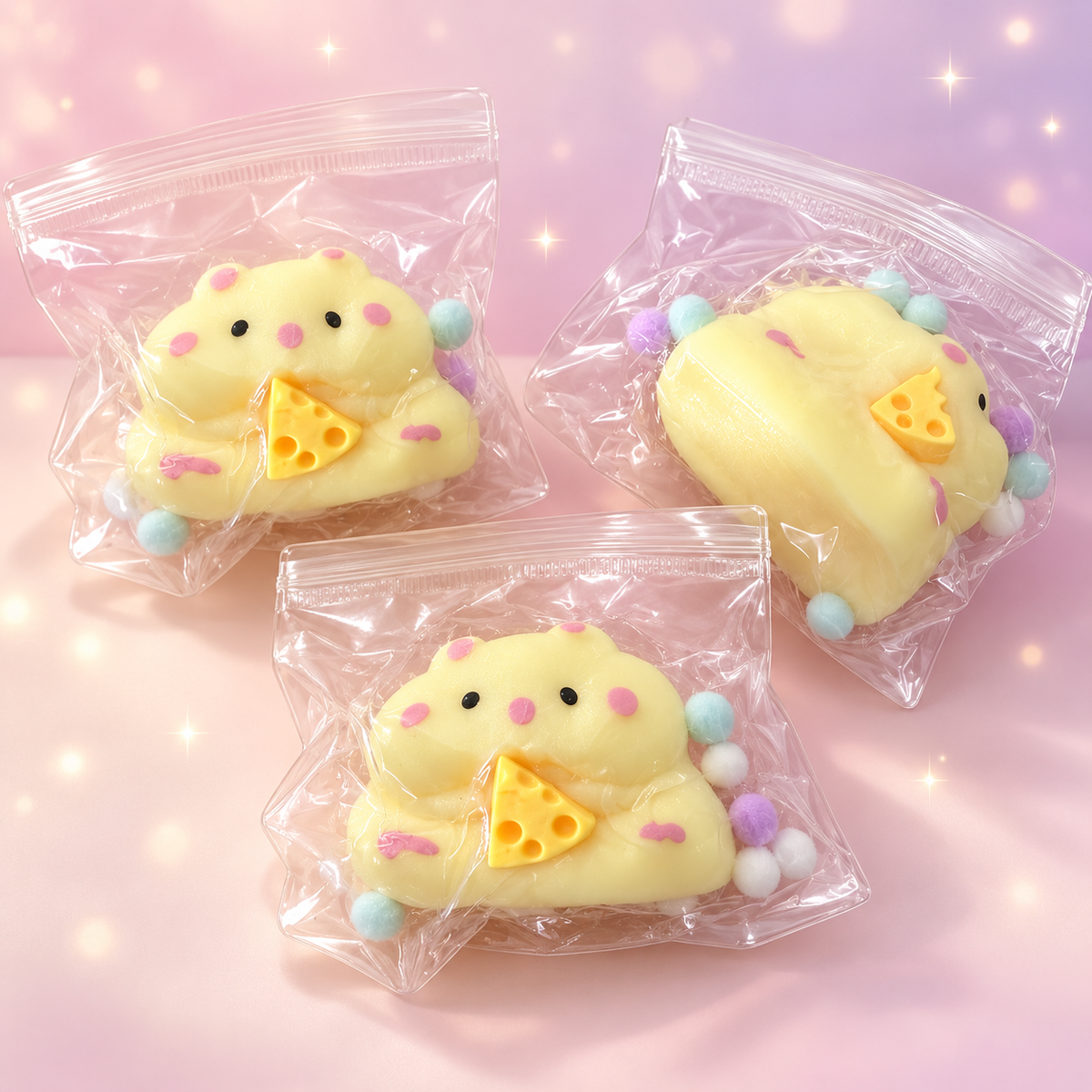 Cream Hamster Taba Squishy with Cheese – Sensory Toy