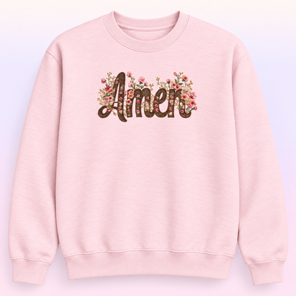 Amen Floral Christian Crewneck Sweatshirt – Feminine Faith Pullover