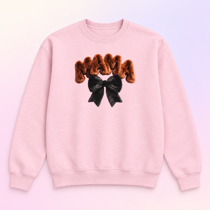 Mama Black Bow Crewneck Sweatshirt – Trendy Gift for Mom
