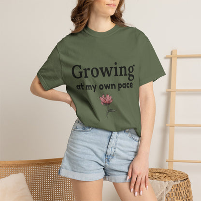 Growing at My Own Pace T-shirt | Floral Self-Love Quote Tee