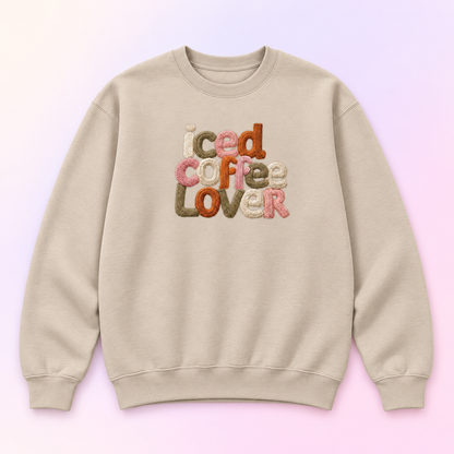 Iced Coffee Lover Crewneck Sweatshirt – Coffee Gift for Her