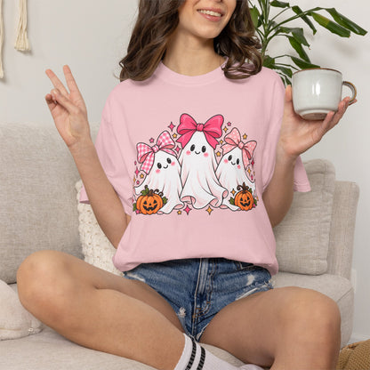 Cute Pink Bow Ghosts Halloween T-Shirt