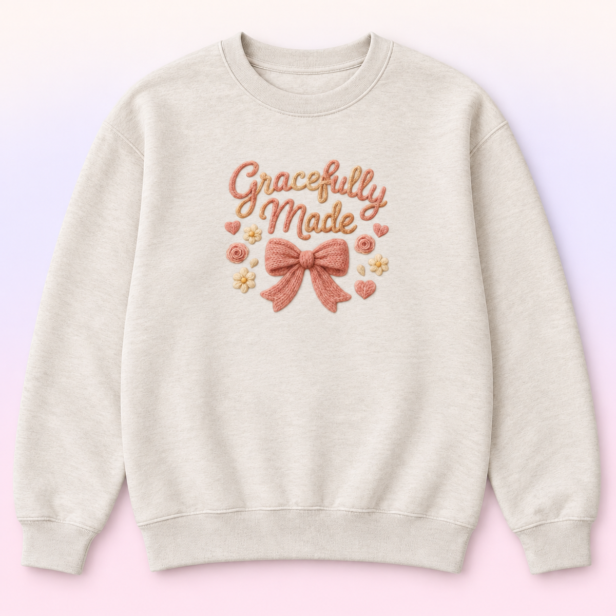 Gracefully Made Christian Crewneck Sweatshirt – Floral Bow Faith Pullover