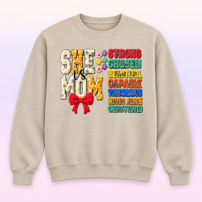 She Is Mom Scripture Crewneck Sweatshirt – Christian Mother Gift