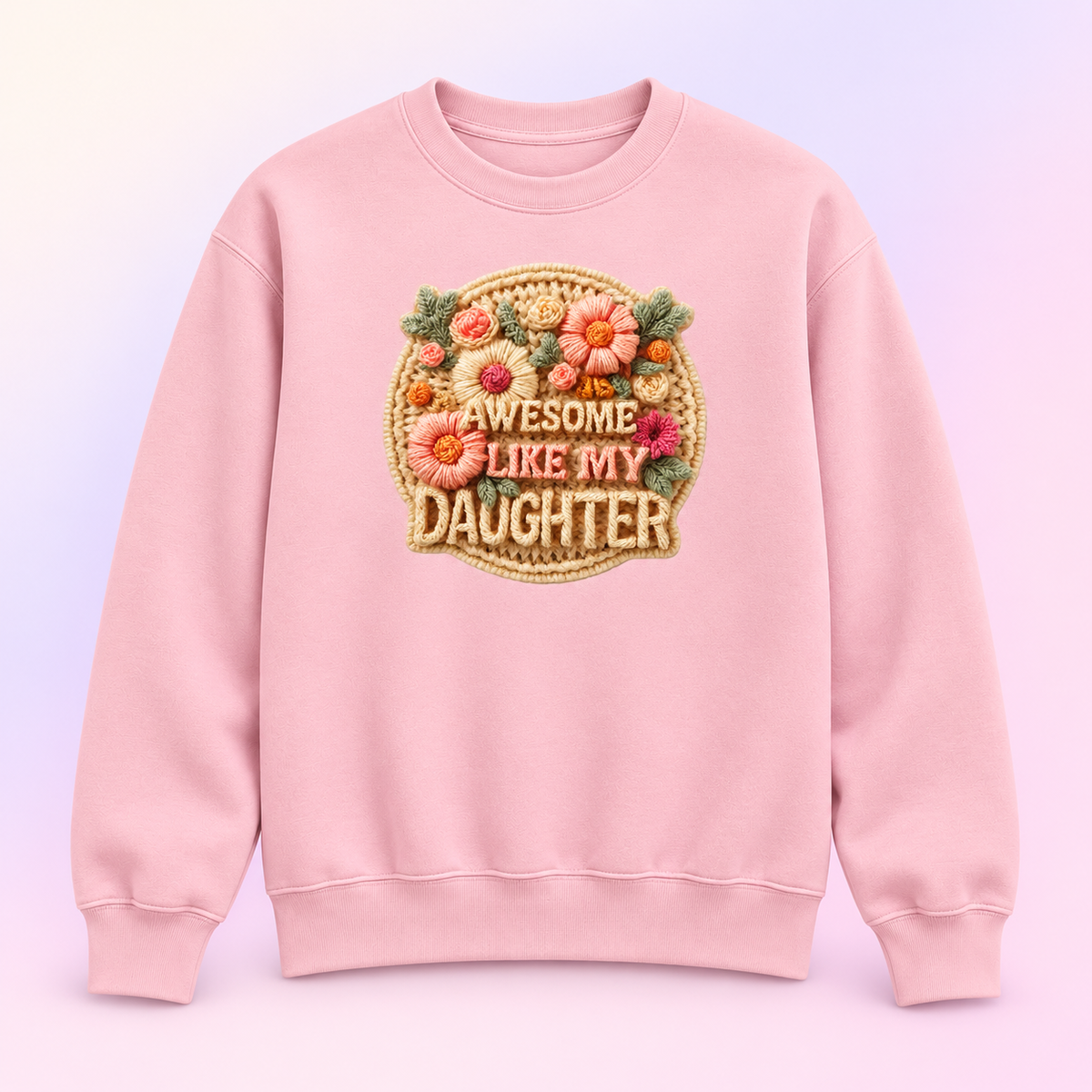 Awesome Like My Daughter Floral Mom Crewneck Sweatshirt
