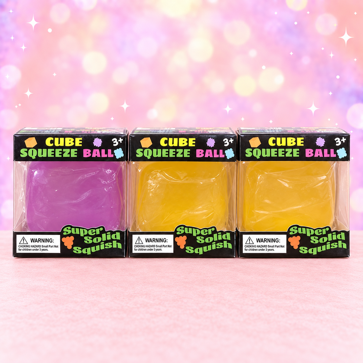 Translucent Cube Squeeze Ball | Purple or Yellow Sensory Toy
