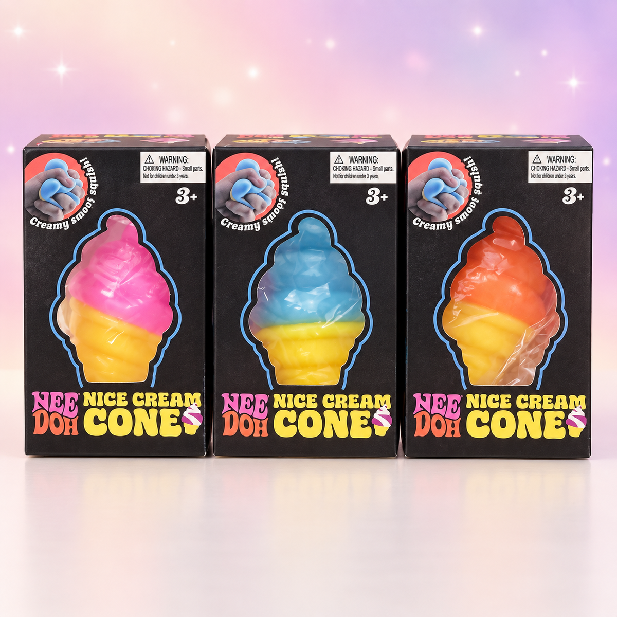 Ice Cream Cone Squishy Toy | Pink, Blue or Orange