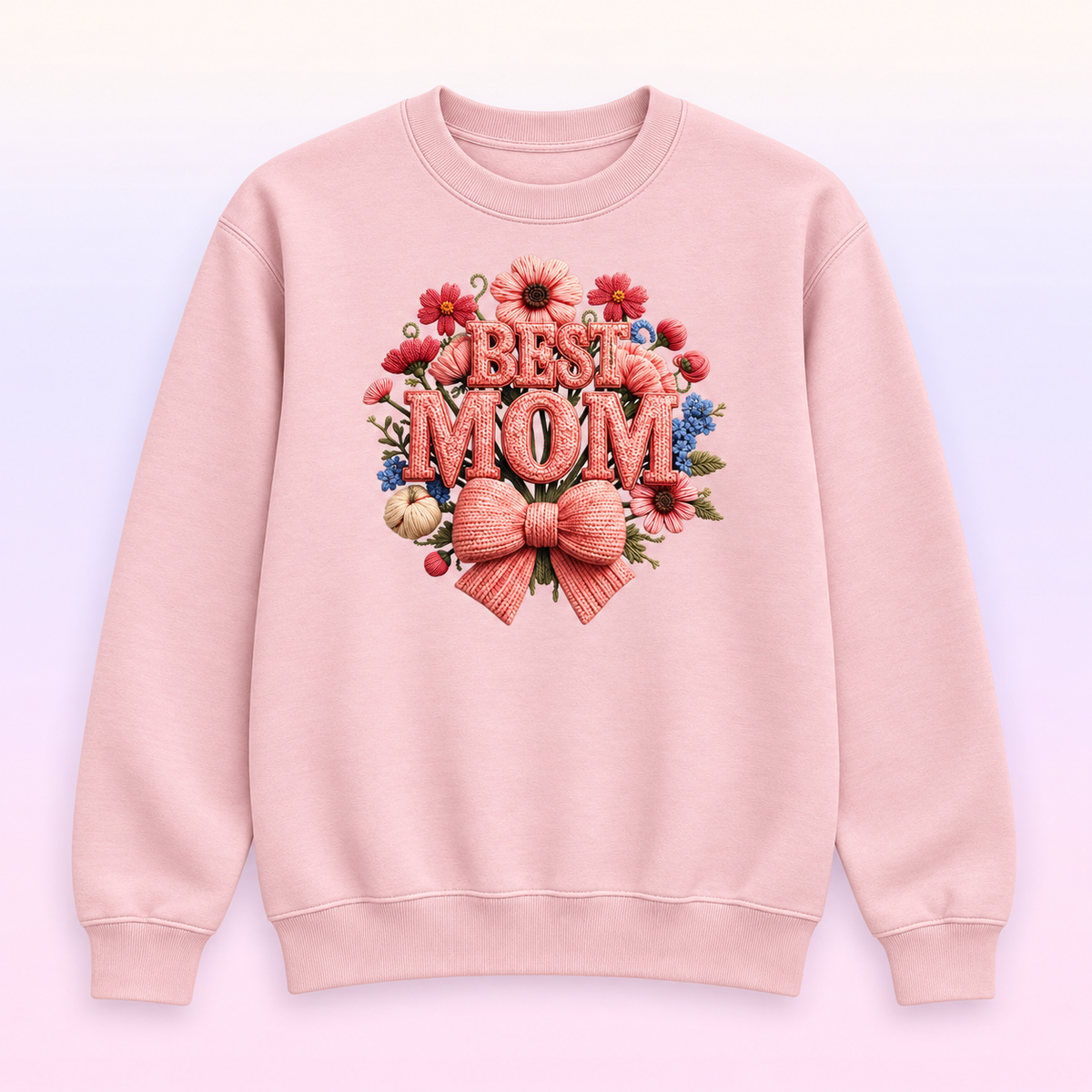 Best Mom Floral Bow Crewneck Sweatshirt – Mother’s Day Gift
