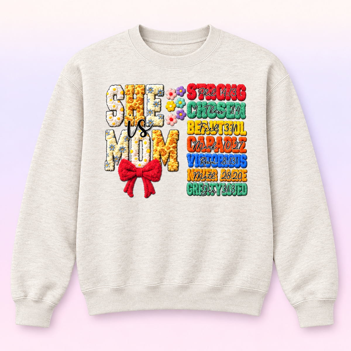 She Is Mom Scripture Crewneck Sweatshirt – Christian Mother Gift