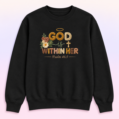 God Is Within Her Psalm 46:5 Christian Crewneck Sweatshirt