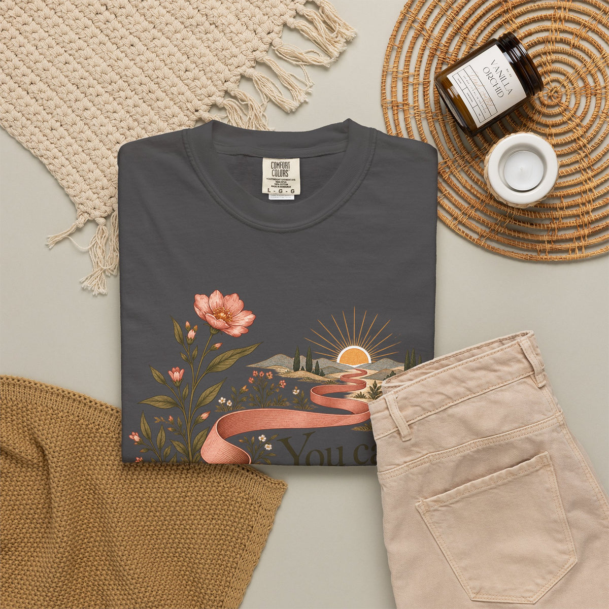 You Can Begin Softly T-Shirt — Inspirational Floral Ribbon Tee
