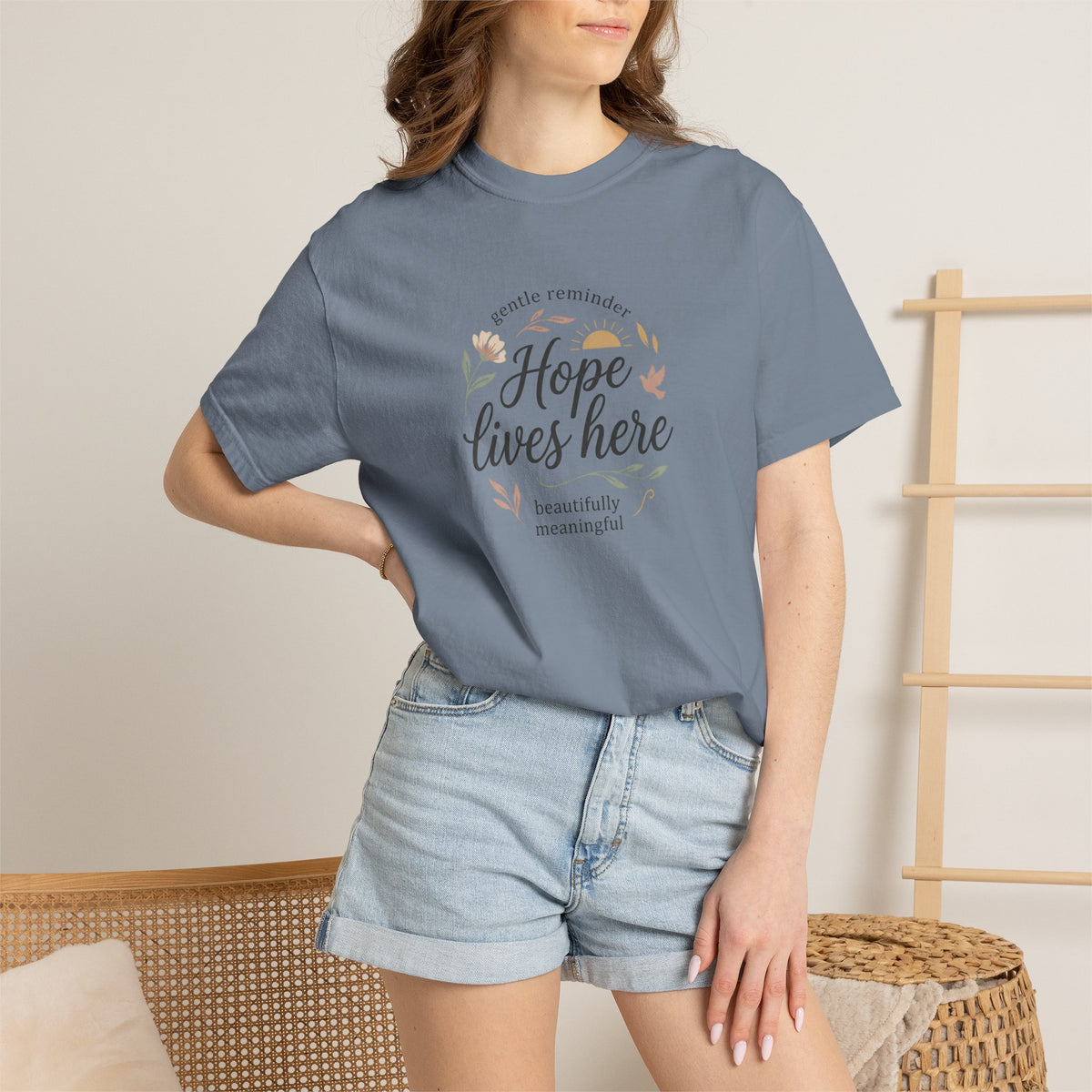 Hope Lives Here T-Shirt — Inspirational Floral Comfort Tee