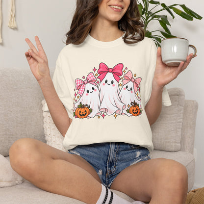 Cute Pink Bow Ghosts Halloween T-Shirt