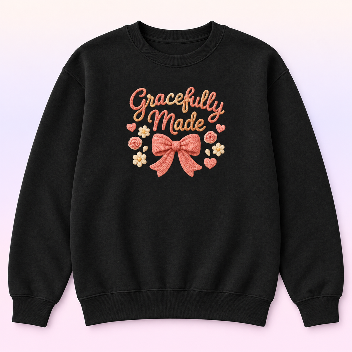 Gracefully Made Christian Crewneck Sweatshirt – Floral Bow Faith Pullover