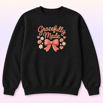 Gracefully Made Christian Crewneck Sweatshirt – Floral Bow Faith Pullover