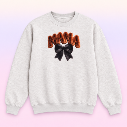 Mama Black Bow Crewneck Sweatshirt – Trendy Gift for Mom