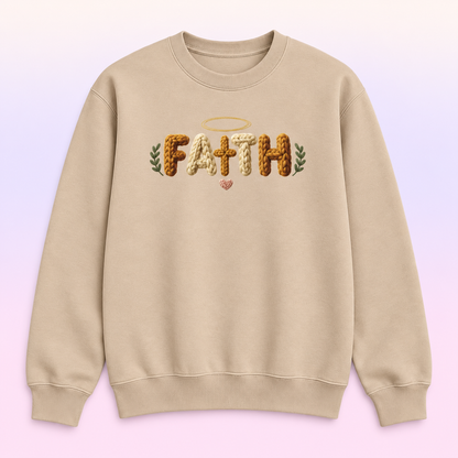 Faith Christian Crewneck Sweatshirt – Faux Knit Halo and Cross Pullover