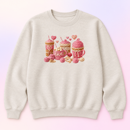 Pink Coffee Love Crewneck Sweatshirt – Cozy Coffee Lover Gift