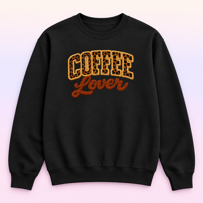 Leopard Coffee Lover Crewneck Sweatshirt – Coffee Gift for Her