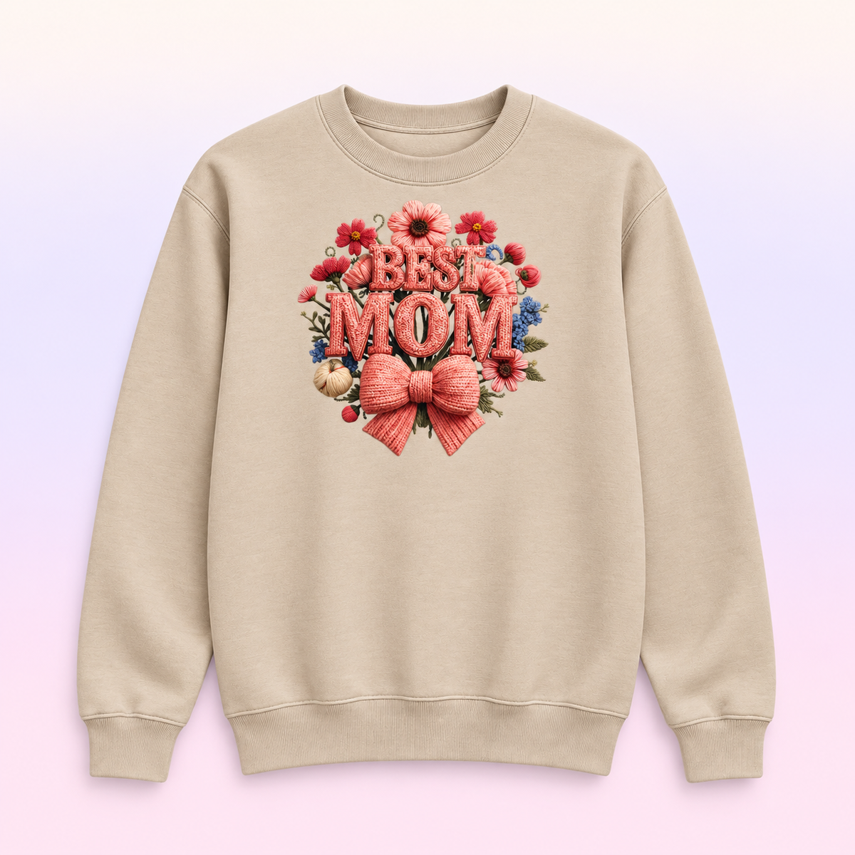 Best Mom Floral Bow Crewneck Sweatshirt – Mother’s Day Gift