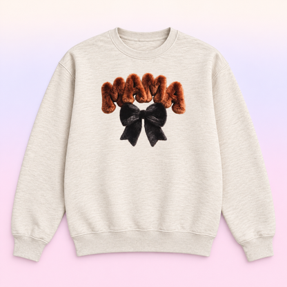 Mama Black Bow Crewneck Sweatshirt – Trendy Gift for Mom